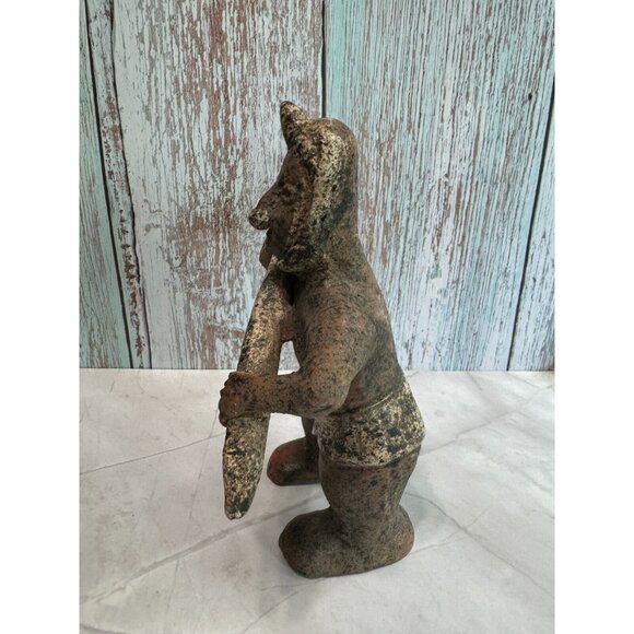 Pre Polumbia Art Colima Warrior Man with Club Pottery Sculpture Figurine 7" - Picture 6 of 7